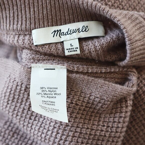 Madewell Alpaca Blend Waffle Textured Knit Pullover High Low Hem Sweater Top L - Picture 5 of 5
